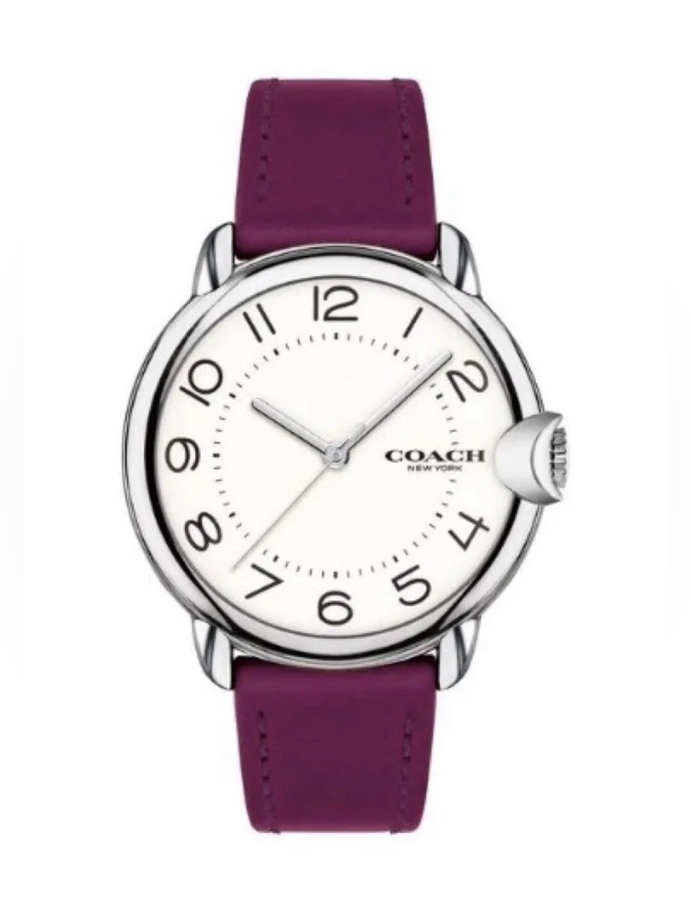 New Coach Arden Women’s White Dial Purple Leather Strap Watch 14503610